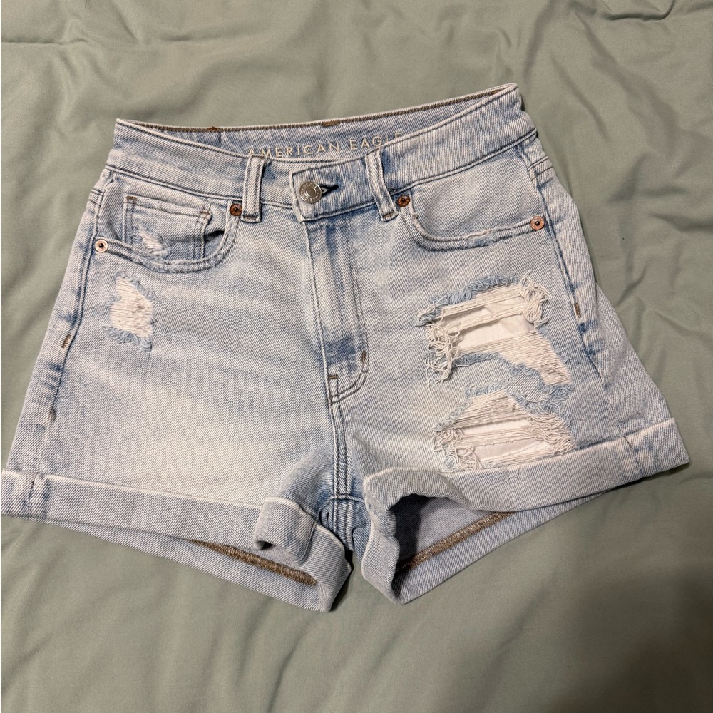 American Eagle Outfitters Light Wash Ripped Jean Shorts